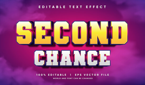 second chance vector text effect with modern style