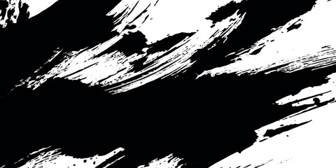 Hand Painted Vector Black Paintbrush Patterns of white background With Artistic Splashes.