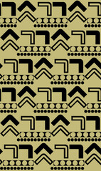 Constructivist style circles and corners in a seamless pattern.