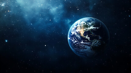 Obraz premium Blue Marble Earth View from Space Cosmic Galaxy Stars Planet World Cosmos