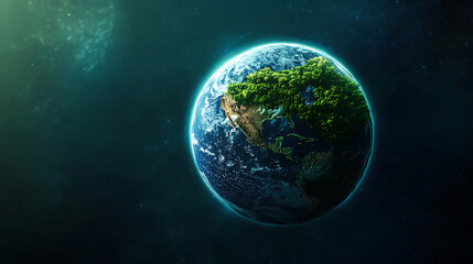 Obraz premium Green Earth Planet with Tree Coverage North America Globe Environment Globe