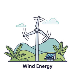 Clean and renewable wind energy concept with a modern windmill illustration
