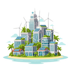Eco-Friendly City with Sustainable Energy Sources and Green Buildings