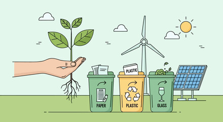 Sustainable Future Concept Environmental Protection, Recycling, and Renewable Green Energy Solutions