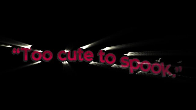 A halloweenthemed image showcasing the quote too cute f in a stylized, slightly blurred font against a dark background, creating a playful and festive atmosphere