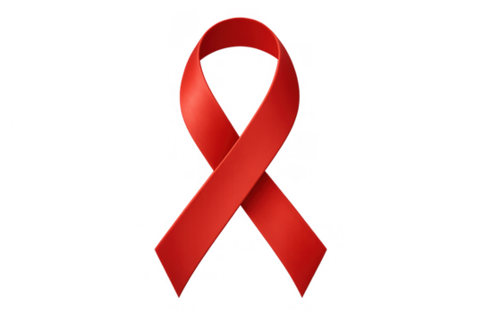 Red ribbon symbol of hiv aids awareness and support, solidarity in global health campaigns