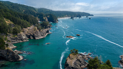 Aerial photo of Oregon rocky coast along Samuel H Boardman sceni corridor