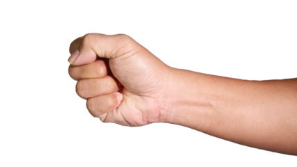 PNG file A tightly clenched fist of a hand with the fingers curled tightly into the palm, conveying strength and determination on transparent background PNG