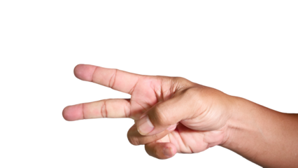 PNG file A hand making a two gesture, showing fingers on transparent background PNG