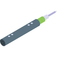 Isometric Digital Stylus Pen With Green Accent and Four Small Pink Dots On A Transparent Background Realistic 3D Render