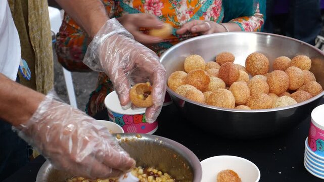 Indian food of Pani Puri or Golgappa or Puchaka
