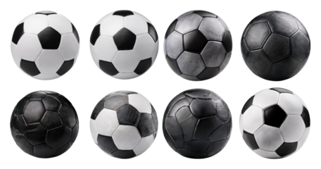 Variety of Soccer Balls in Different Designs and Textures, PNG bundle collection, Isolated on Transparent Background