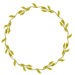 Golden Watercolor Leaf Wreath Illustration