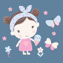 Cute baby girls holding ice cream 