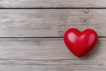 Fototapeta premium Vibrant Red Heart Shape on Rustic Wooden Surface for Love and Affection Concepts