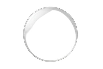 Transparent glass circle frame with reflection on background