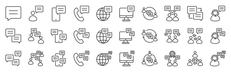 communication icon pack outline style vector collection for network technology and internet