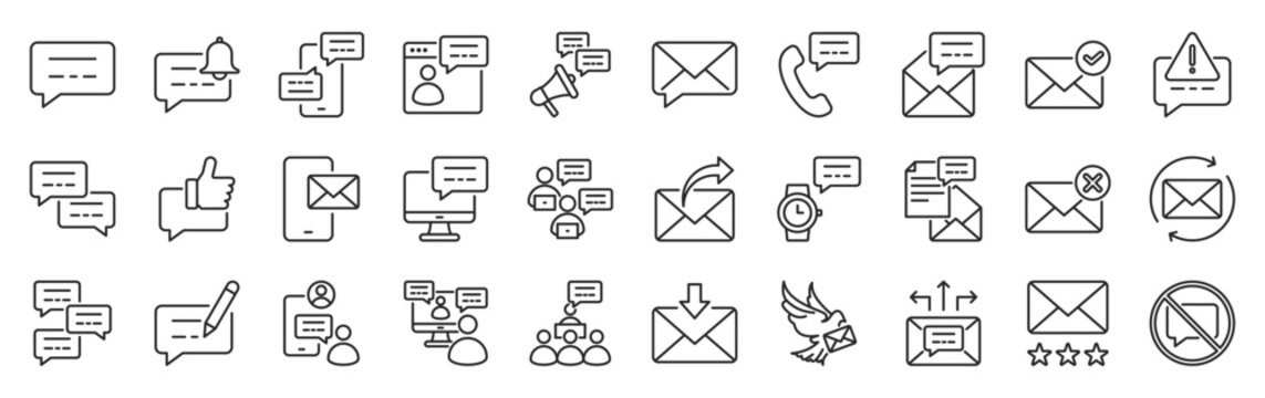 message icon pack outline style vector collection for corversation and discussion
