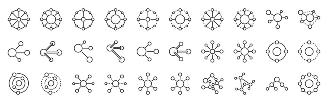 connection icon pack outline style vector collection for network and community