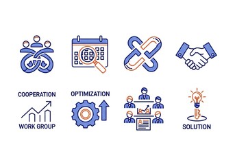 Boost your company's performance with these modern icons for business optimization, strategic planning, team collaboration, and innovative solutions for growth