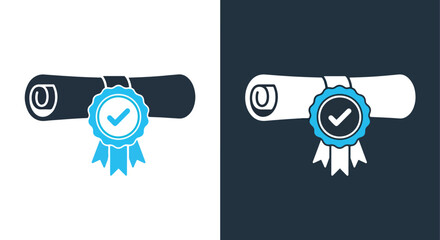 Award certificate diploma seal badge icon symbol - Vector icon symbol for website - Icon vector - Blue icon