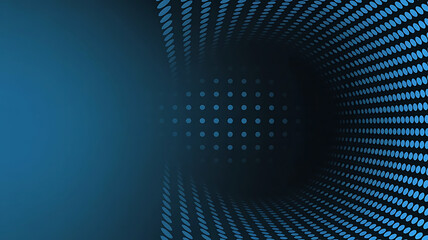 Abstract Blue Dot Matrix Tunnel Background with Perspective View and Modern Technology Design
