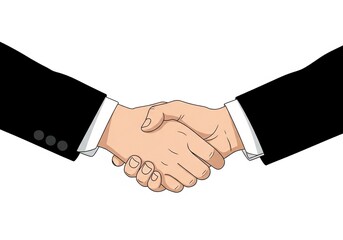 Professional handshake symbolizing trust and partnership, sealing a deal with a firm grip between two business people in formal attire, signifying success and collaboration.