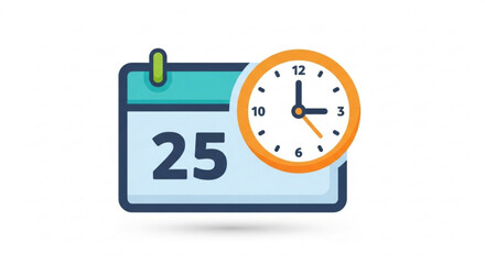 Calendar with clock time management, appointment scheduling, reminder, deadline, and productivity concept for business and personal use