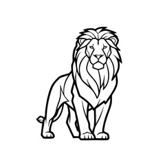 Majestic lion sitting confidently with a detailed mane and powerful stance in a natural setting