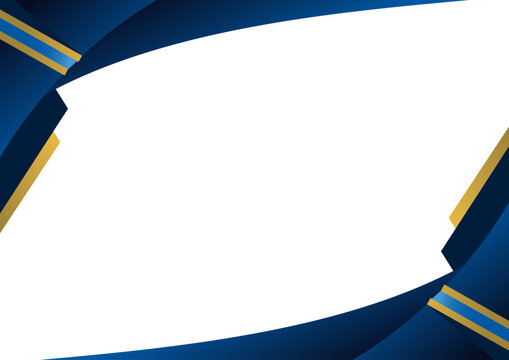 elegant frame border banner blue navy and golden certificate islamic design