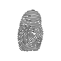 Close-up of a detailed black and white fingerprint pattern on a plain