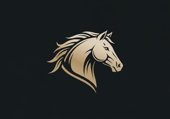Majestic golden horse head silhouette conveying power and elegance on a dark background, perfect for branding and luxury projects.