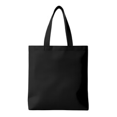Blank black canvas tote bag mockup isolated on transparent background