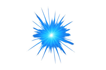Obraz premium Blue light burst with glow effect and radial rays creating a star flare on transparent background