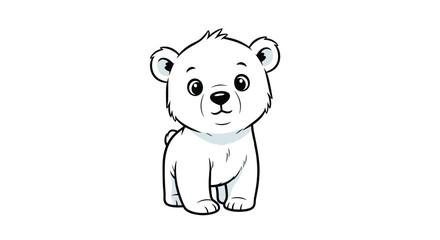Fototapeta premium Cute cartoon illustration of a baby polar bear standing on a white background.
