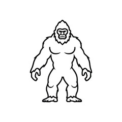 A powerful and intimidating creature resembling a giant ape with muscular build and fierce expression standing upright