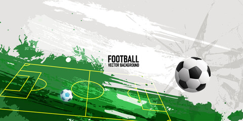 vector green grunge soccer ball on white and blue