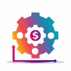 Obraz premium Financial Growth Cogwheel Icon Illustrating Business Strategy and Economic Advancement