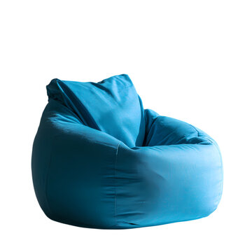 Blue bean bag armchair isolated on transparent background