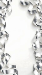 Silver Ribbon Border Frame with White Background