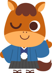 着物を着た馬のキャラクター