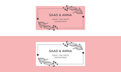 Elegant floral save the date card for a modern wedding with romantic botanical accents and beautiful calligraphy
