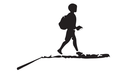 silhouette of a boy with book