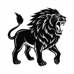 Fototapeta premium A lion roaring with its mouth