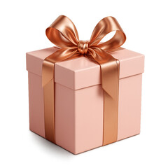 Obraz premium Pastel pink gift box with copper ribbon