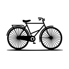 Black and white vector silhouette of a Retro Bicycle.