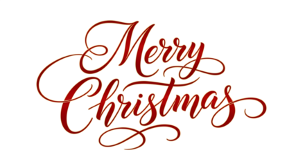 Elegant Red Merry Christmas Calligraphy on Black Background Keywords: Merry Christmas isolated on a transparent background