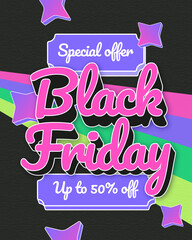 Black Friday sale banner with retro style