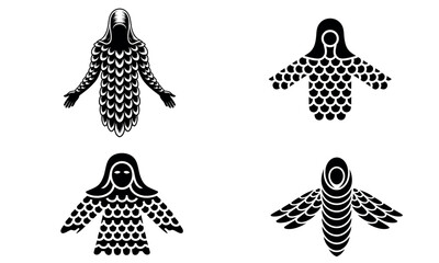 Abstract patterned figure illustration with geometric scale design
