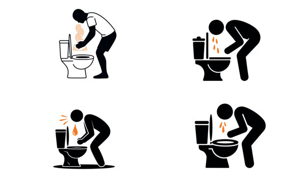 Sick person vomiting icon illustration showing illness and health problem concept
